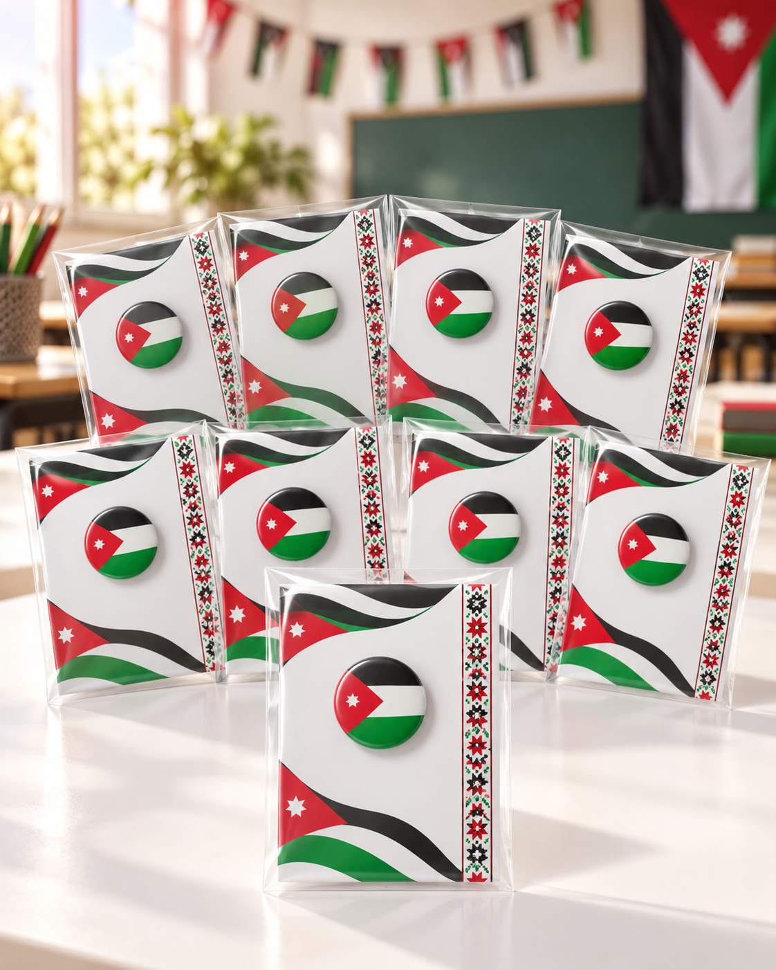 بروش علم الأردن مع بطاقة  - 5 قطع